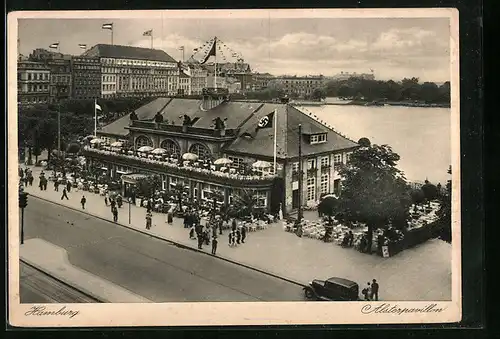 AK Hamburg-Neustadt, Alsterpavillon aus der Vogelschau