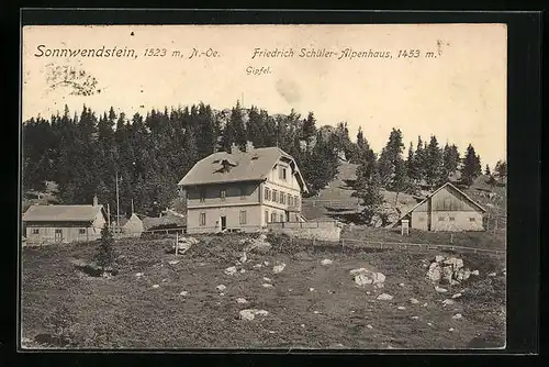 AK Sonnwendstein, Blick auf das Friedrich Schüler Alpenhaus