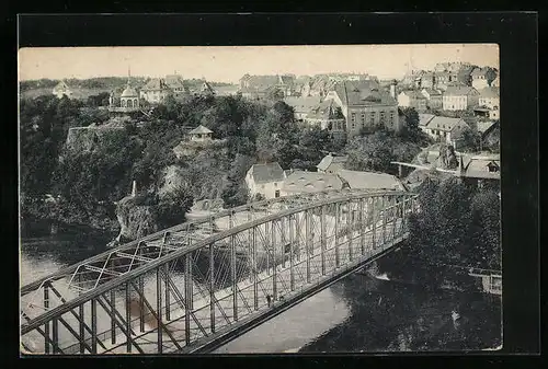 AK Halle a. S.-Kröllwitz, Teilansicht mit Gasthaus Bergschänke und Brücke