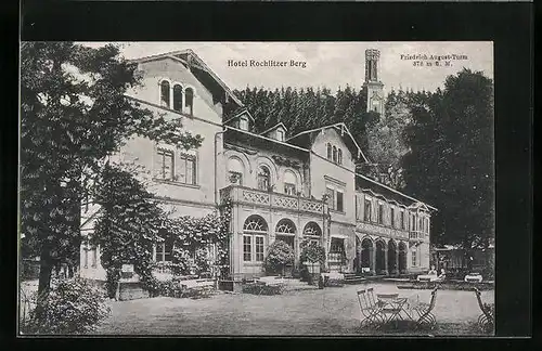 AK Rochlitz, Hotel und Pension Rochlitzer Berg mit Friedrich-August-Turm