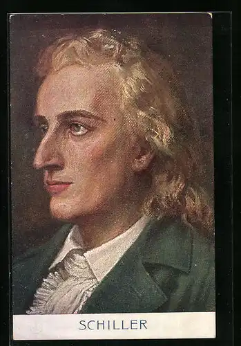 Künstler-AK Portrait Friedrich Schiller im grünen Rock