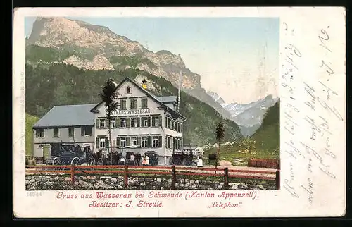 AK Wasserau bei Schwende, Gasthaus Wasserau mit Kutschen