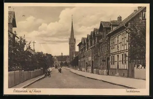 AK Osterwieck i. Harz, Teichdamm mit Kirche