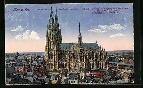 AK Köln a. Rhein, Domansicht vom Rathaus aus
