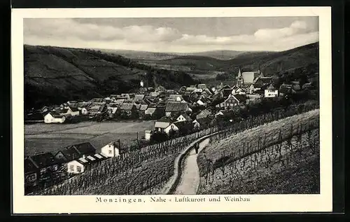 AK Monzingen a. Nahe, Generalansicht von den Weinbergen aus gesehen