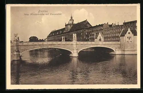 AK Breslau, Neue Werderbrücke mit Universität