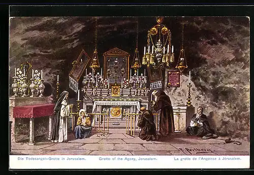 Künstler-AK Jerusalem, Grotto of the Agony