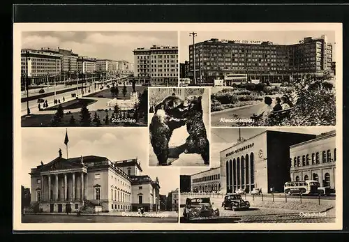 AK Berlin, Stalinallee, Ostbahnhof, Alexanderplatz