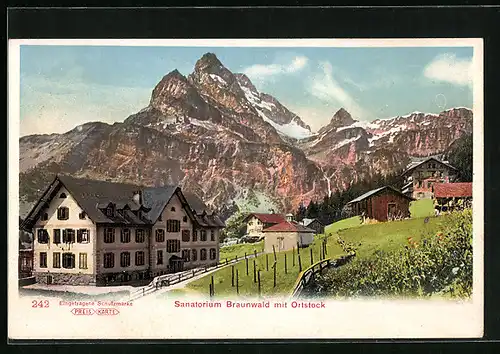 AK Braunwald, Sanatorium Braunwald mit Ortstock