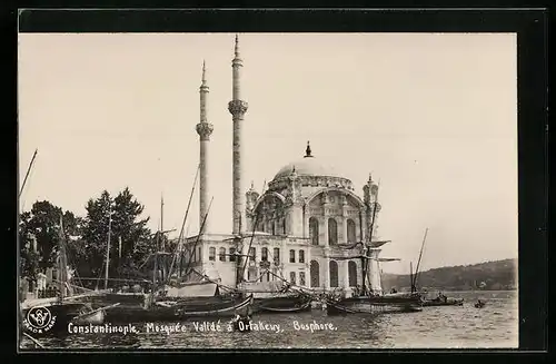 AK Constantinople, Mosquée Validé a Ortakeuy, Bosphore