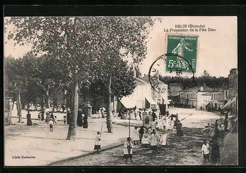 AK Belin, La Procession de la Fete Dieu