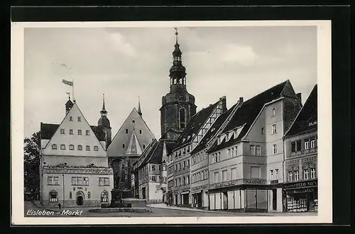 AK Eisleben, Marktplatz mit Geschäften