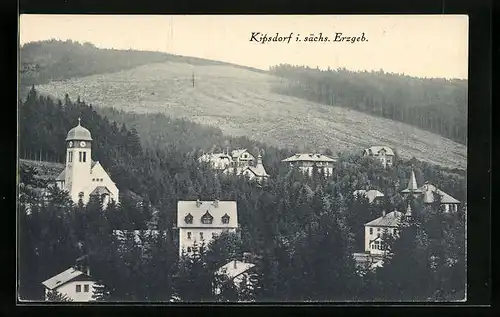 AK Kipsdorf i. sächs. Erzgeb., Ortsansicht aus der Vogelschau