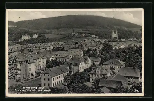 AK Sonneberg in Thür., Blick auf die mittlere Stadt