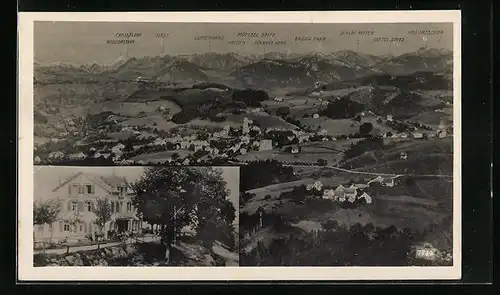 AK Grub bei Heiden, Gasthaus und Pension z. Rossbüchel, Panorama mit First, Kaiserpaar und Guntenhang