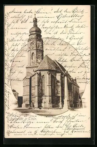 AK Buttstädt i. Thür., Kirche mit Denkmal