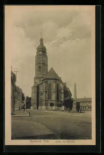 AK Buttstädt i. Thür., Kirche mit Denkmal