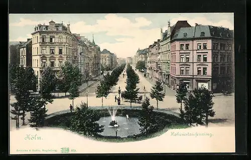 AK Köln-Neustadt, Hohenstaufenring mit Springbrunnen