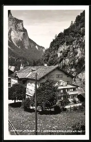 AK Au, Gasthof Rössle mit Bergpanorama