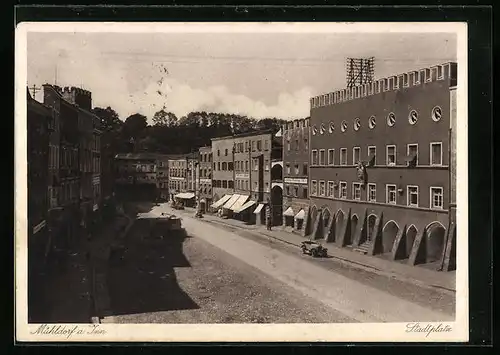 AK Mühldorf a. Inn, Stadtplatz mit Geschäften