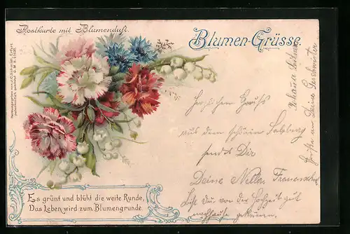 Duft-AK Blumenstrauss mit verschiedenen Frühblühern