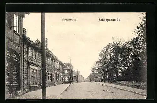 AK Schöppenstedt, Ortsansicht mit Neuestrasse