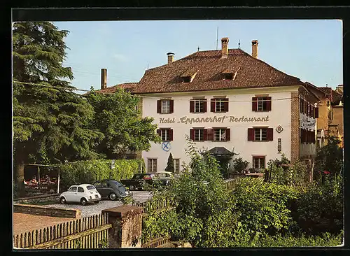 AK Eppan, Hotel und Restaurant Eppanerhof mit Parkplatz und Gartenblick