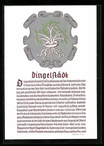 Künstler-AK Dingelstädt, Verwurzelte Eiche mit Ring, Festpostkarte