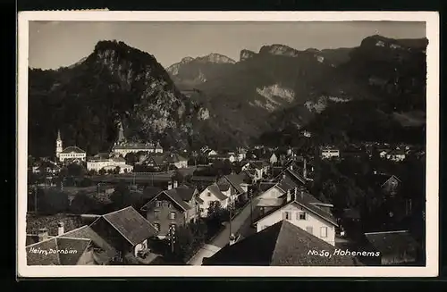 AK Hohenems, Gesamtansicht aus der Vogelschau