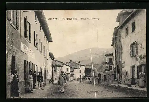 AK Chamelet, Rue du Bourg, Strassenpartie