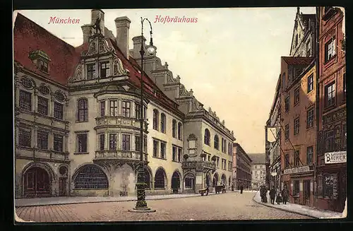 AK München, Strasse mit Hofbräuhaus