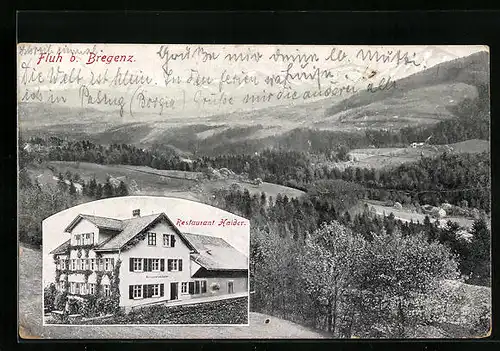 AK Fluh b. Bregenz, Restaurant Halder mit Waldlandschaft