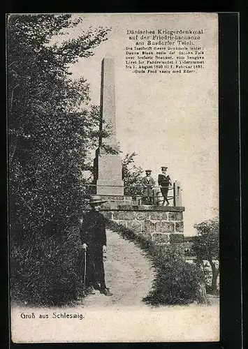 AK Schleswig, Dänisches Kriegerdenkmal auf der Friedrichschanze am Busdorfer Teich