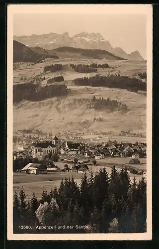 AK Appenzell, Totalansicht mit Säntis