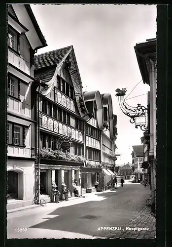 AK Appenzell, Hauptgasse mit Löwen-Drogerie von Hans Dobler