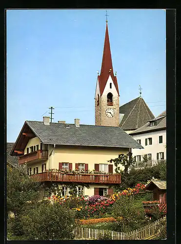 AK Percha b. Bruneck, Garni Ranalter mit Kirche