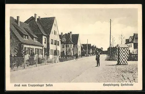 AK Zossen, Haupteingang des Truppenlagers in der Yorkstrasse