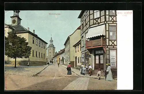 AK Bad Berka /Ilm, Kirchstrasse mit Geschäft