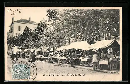 AK Villefranche, Un coin du Marché