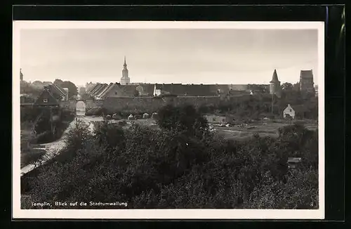 AK Templin, Blick auf die Stadtumwallung