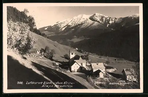 AK Ebnit, Neue Kirche mit Blick auf Mörzelspitze