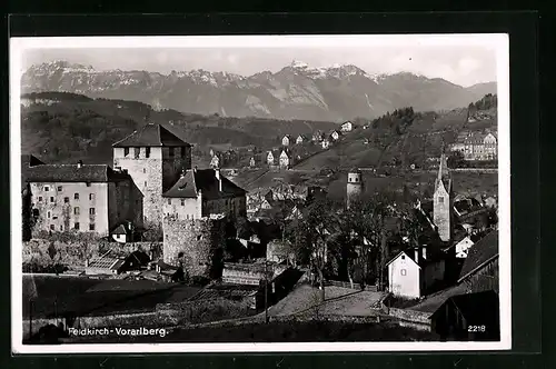 AK Feldkirch, Teilansicht mit Schattenburg im Vordergrund