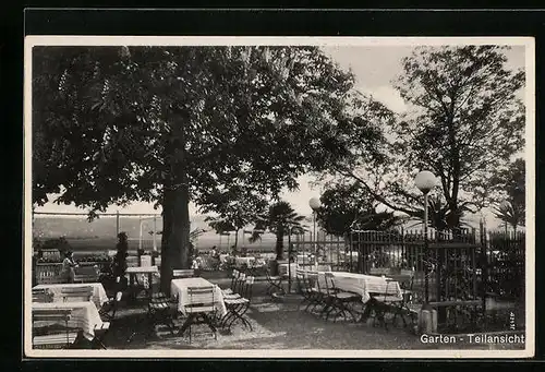 AK Radebeul, Alt-Kötzschenbrodaer Weinstuben Kleines Kuffenhaus, Garten, Teilansicht