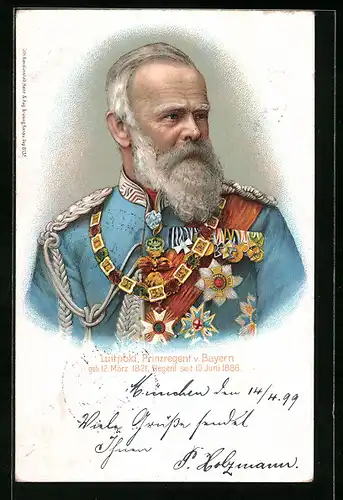 AK Prinzregent Luitpold in Uniform mit Orden