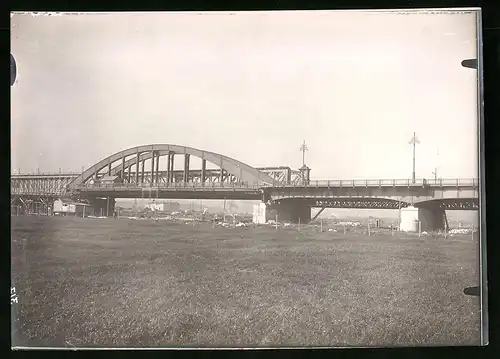 Fotografie Ansicht Wien-Floridsdorf, Brückenbau Kaiser Franz Joseph Brücke, Bogenbrücke & Fachwerkonstruktion