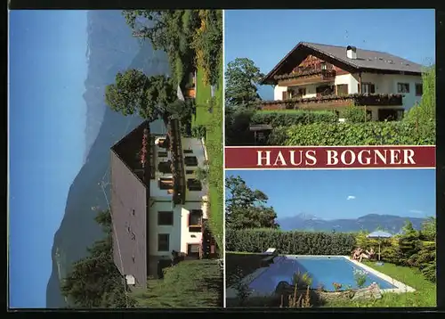 AK Völlan /Lana, Pension Haus Bogner mit Schwimmbad in drei Ansichten