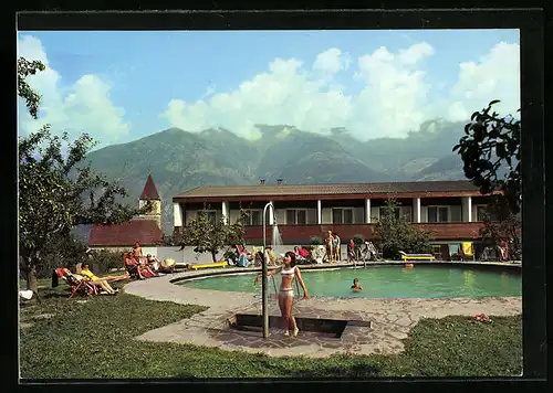 AK Morter im Vinschgau, Schwimmbad im Hotel Adler