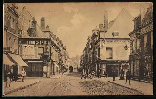 AK Charleville, Grande Rue, Strassenbahn