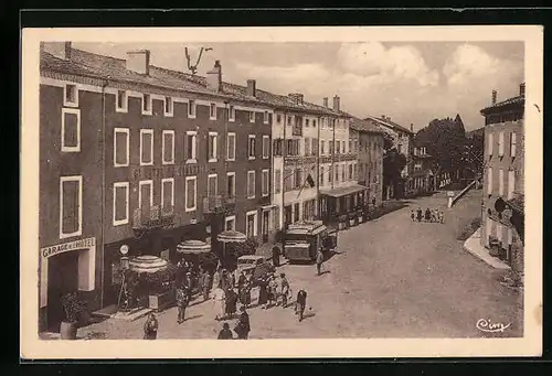 AK Lamastre, La place Rampon et les avenues de Tournon et Valence