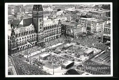 AK Hamburg, Deutsches Turnfest 1953, Eröffnungsfeier auf dem Rathausmarkt